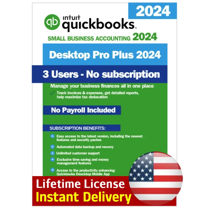 QuickBooks Desktop Pro 24 Lifetime License Key 3 User